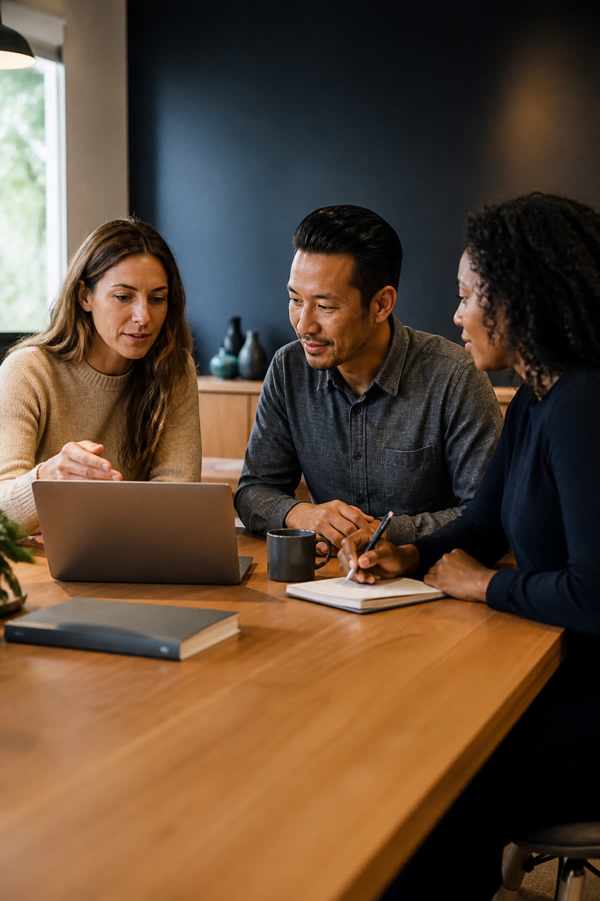 A small team collaborating around a table